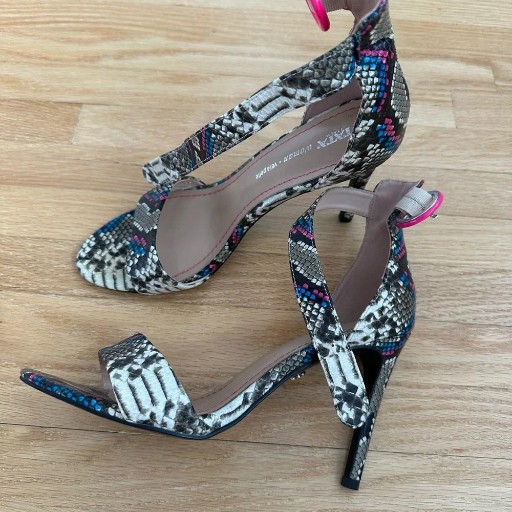 Tata Italia Snakeskin Heels with Pink and Blue Accents - Picture 8 of 8